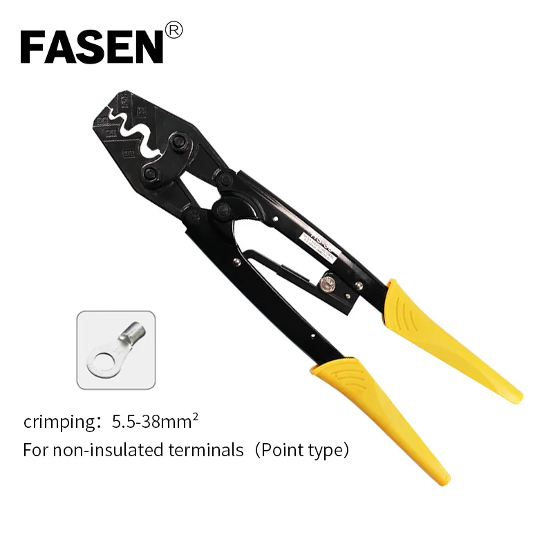 

HS-38 Japanese Style Ratchet Crimping Pliers forTerminal 5.5-38mmÂ² 10-2AWGï¼ŒHand Crimper Tools for Non Insulated Connectors