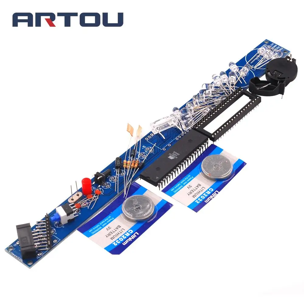 

16LED Rocking Stick Electronic Kit Transparent Shell MCU POV Production DIY Training Parts Flashing Bar（no battery）