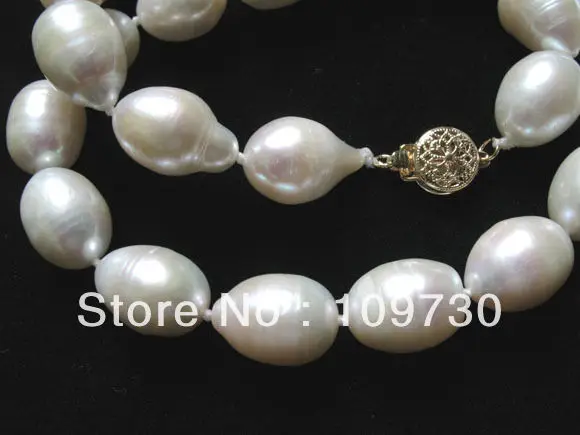 

Jewelry 002028 necklace white pearl 9*10-13mm rice beads