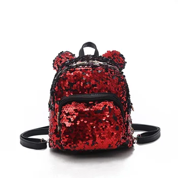 

Female Backpack Fashion Lady cartoon Sequins School Backpack Travel Satchel Girls Student Panelled Zipper Backpack Mochila