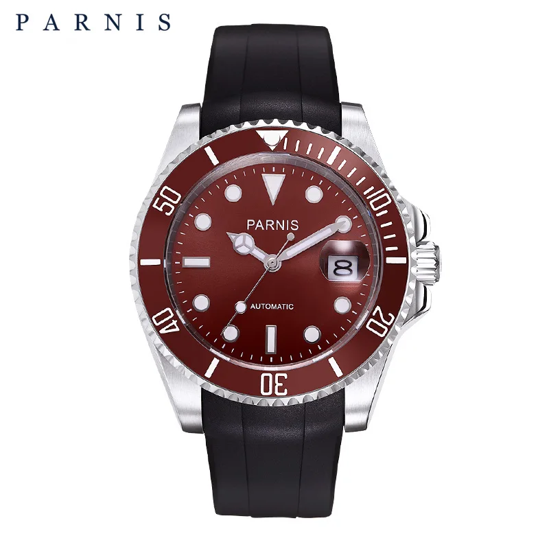 

Parnis 40mm Ceramic Automatic Watch Men Top Brand Luxury Mens Sports Watches Rubber Luminous 30M Swiming Waterproof