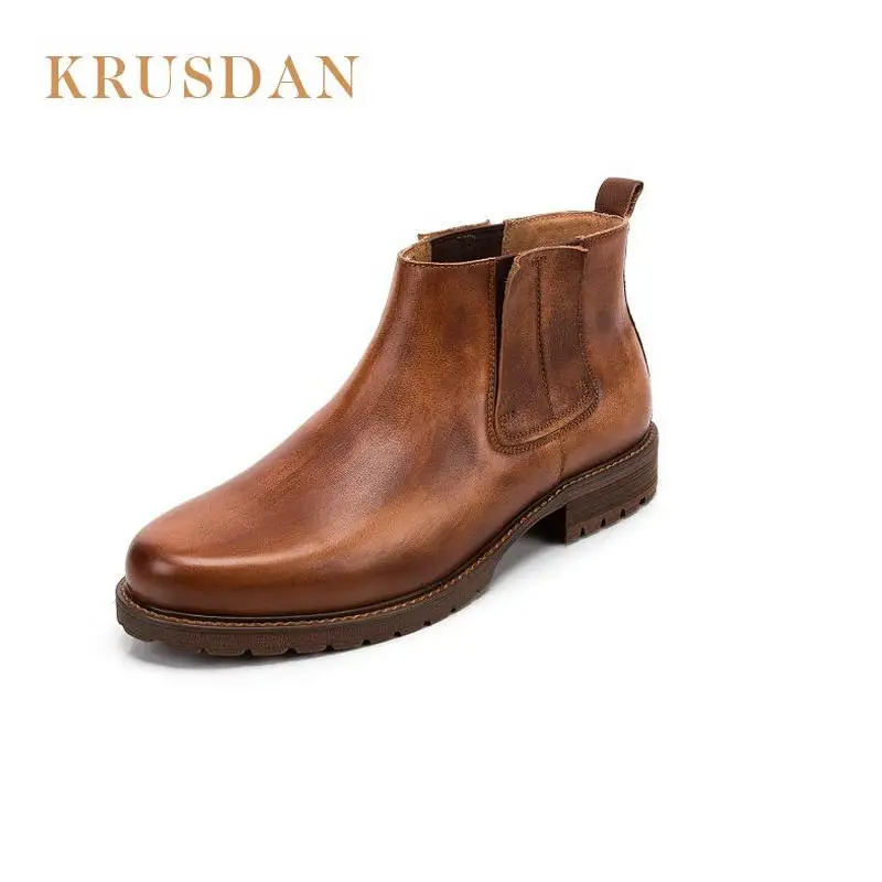 

2018 Autumn Men's Genuine Leather Boots Working Boots Mountain Shoes Vintage Oxford Ankle Boots High Quality Chelsea boots Men