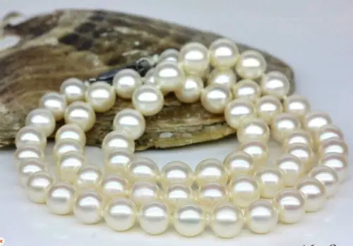 

Free Shipping >>10-11mm natural south seas white pearl necklace 18inch