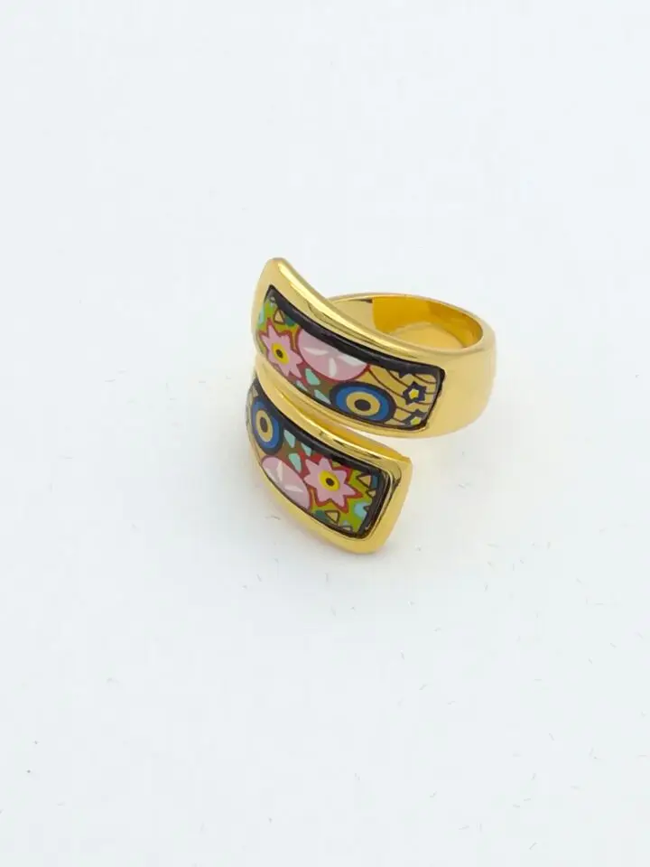 Перегородчатая бижутерия, кольцо с эмалью круглое кольцо украшенное толстыми золотыми кольцами гриб мультфильм 20