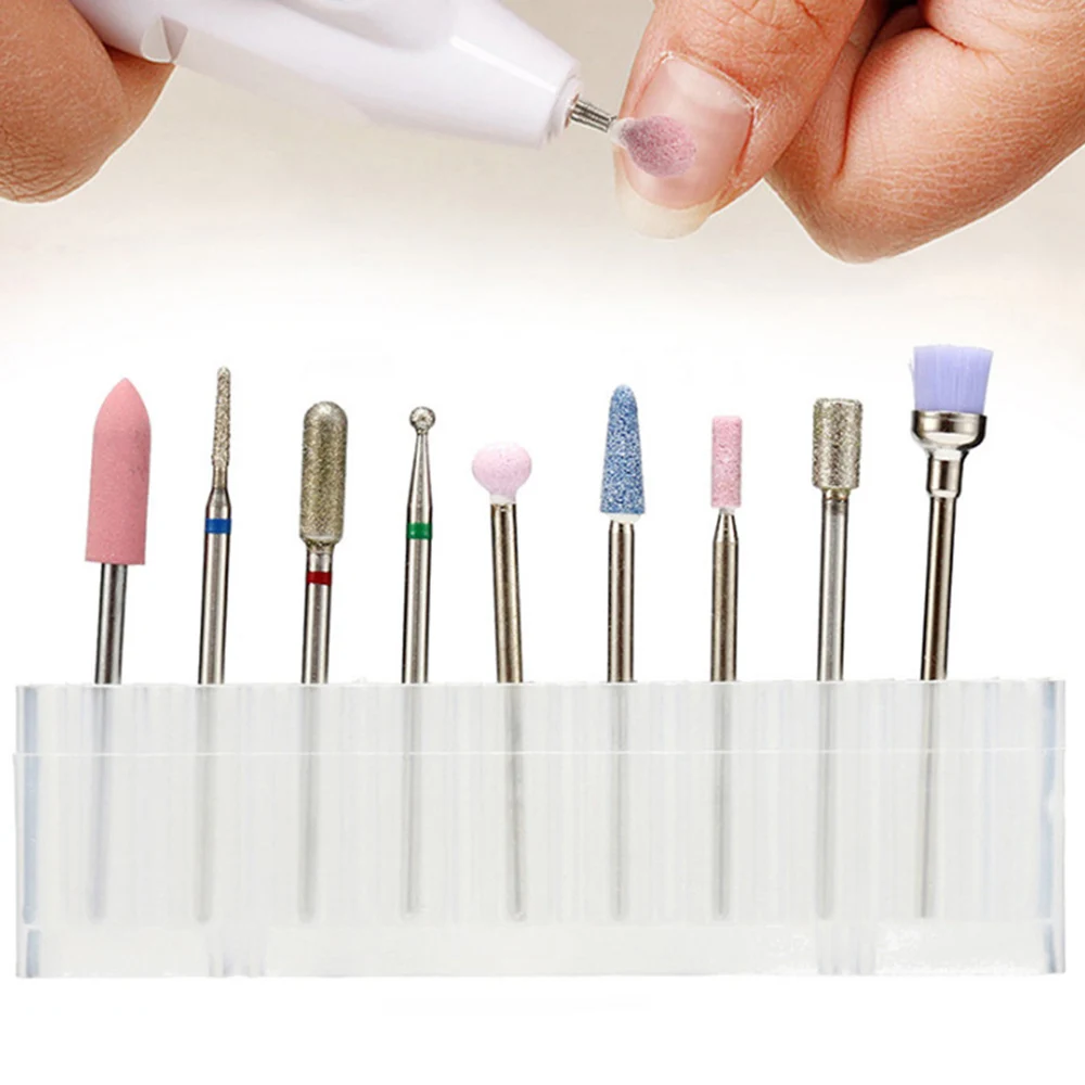 9pcs Nail Drill Bits Cuticle Cleaner Dust Drill Brush Rotary Polishing