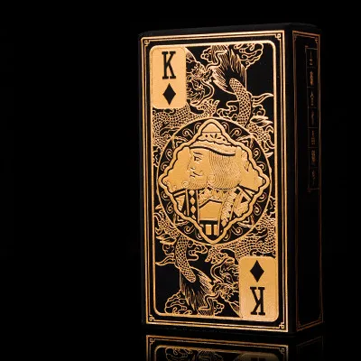 Transparent Waterproof PVC Poker Gold Edge Playing Dragon Card Chinese Style