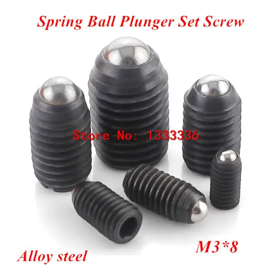 20pcs M3*8 Hex Socket Spring Ball Plunger Set Screw, 3mm wave beads