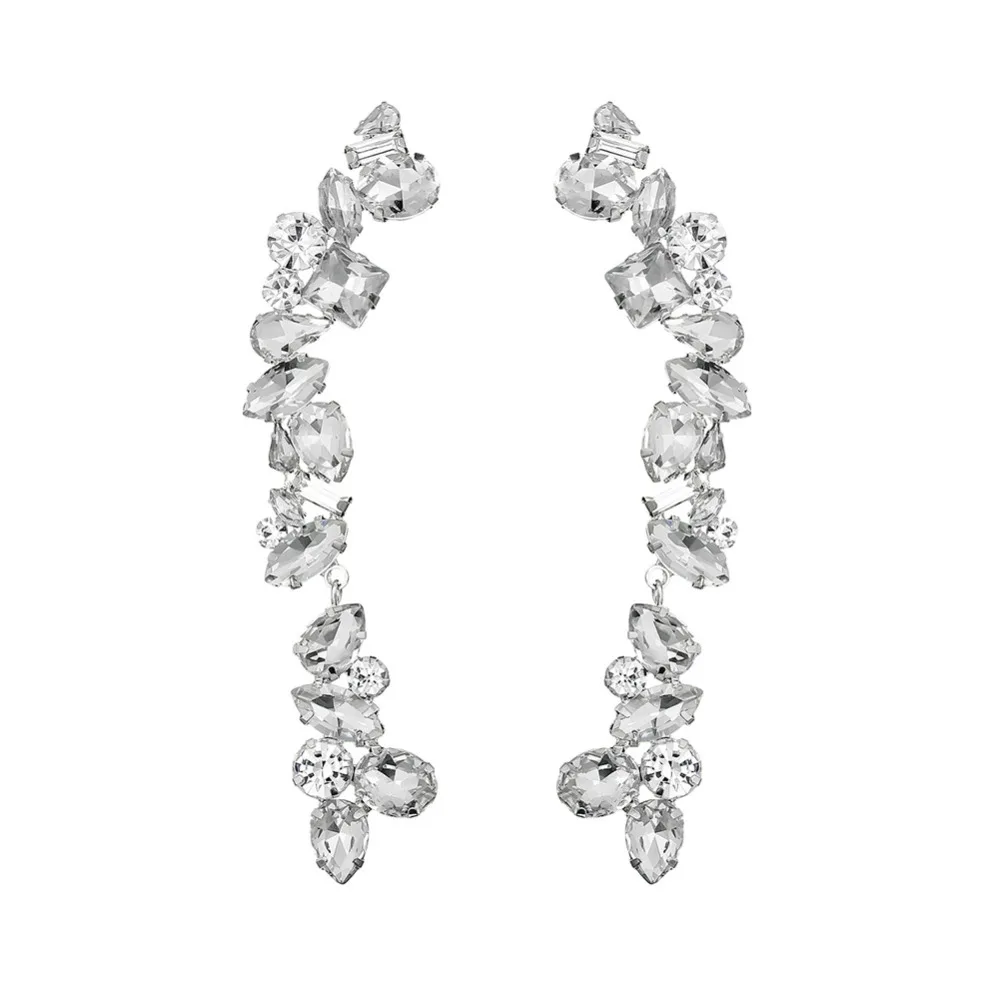 

LISM Elegant Womens Gold Silver Crystal Rhinestone Ear Climber Crawler Cuff Earrings