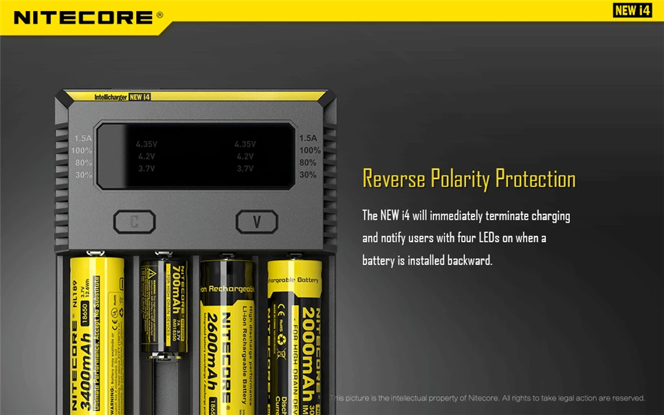 NITECORE I4 зарядное устройство+ 4 шт 18650 3500 mAh 35E батареи