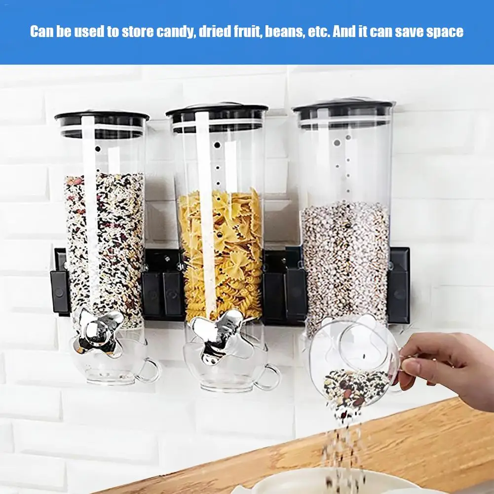 

Food Storage Container Bottle Kitchen Wall Mounted Cereal Grains Box Transparent Sealed Snacks Dried Jar Kitchen Storage Tank