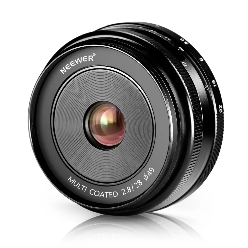 Neewer 28 мм f/2,8 ручная фокусировка Prime фиксированный объектив для OLMPUS/PANASONIC APS-C цифровых камер как E-M1/M5/M10/E-P5E-PL3/PL5/PL6/PL7