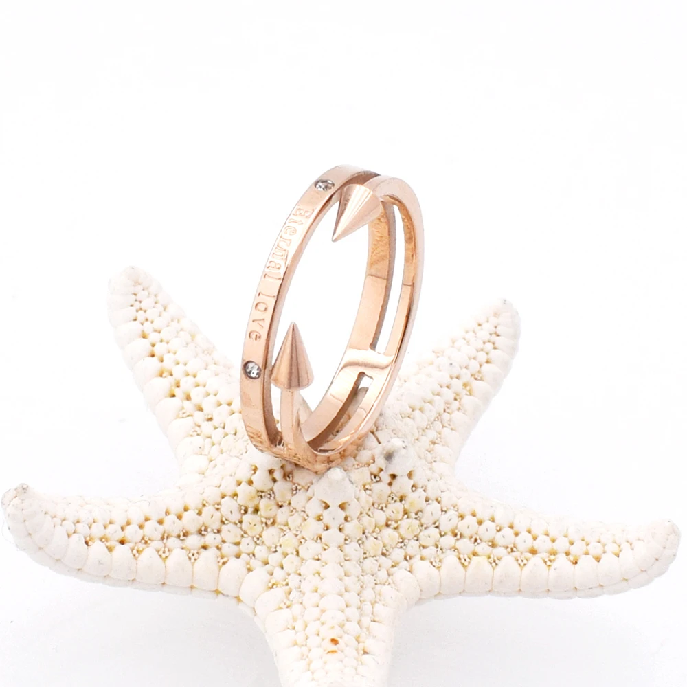 

New Fashion Conical Arrow Shiny Zircon Ring Rose Gold "Eternal love" Nail Cuff Ring For Women And Men Jewelry Best Gift