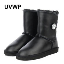 Модные женские зимние сапоги; зимние сапоги из водонепроницаемого материала наивысшего качества из натуральной кожи; теплые зимние сапоги; женская обувь; ботильоны с толстым плюшем