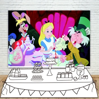 

Alice In World Party Photo Backdrop Background Snow White With Wizard Fairy Tale Backdrop