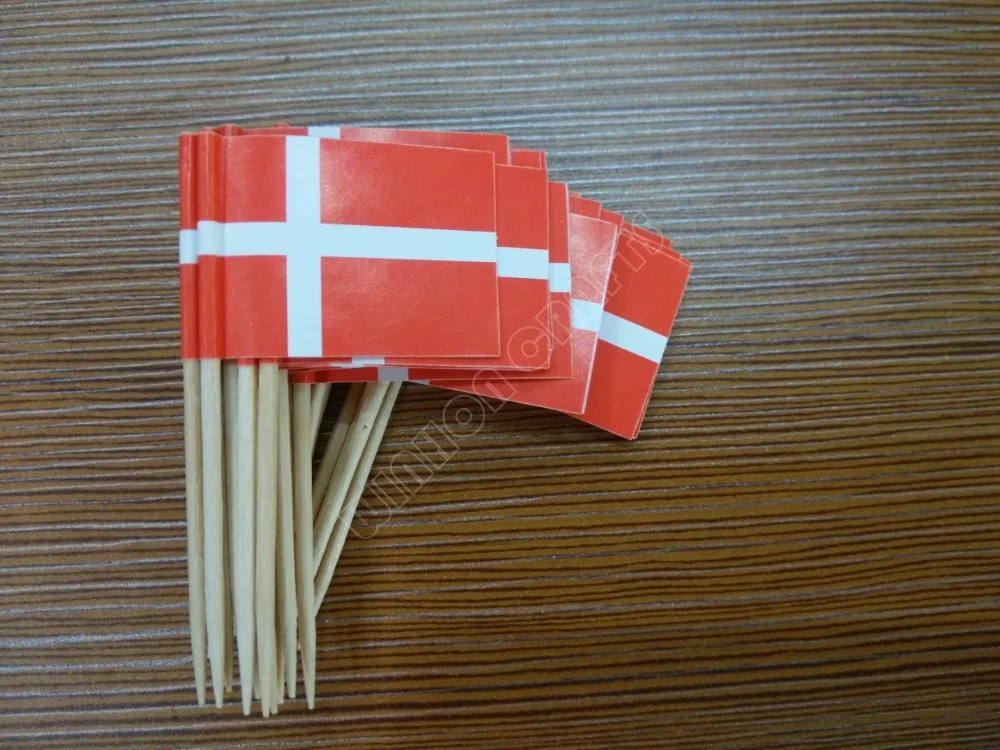 Мини Дания зубочистка Флаги 500 шт бумажные еда выбирает ужин CakeToothpicks кекс
