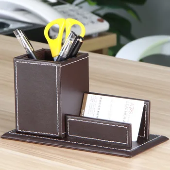 

1PCS Chen Bailian multifunctional creative leather pen name card seat fashion business office stationery gift storage