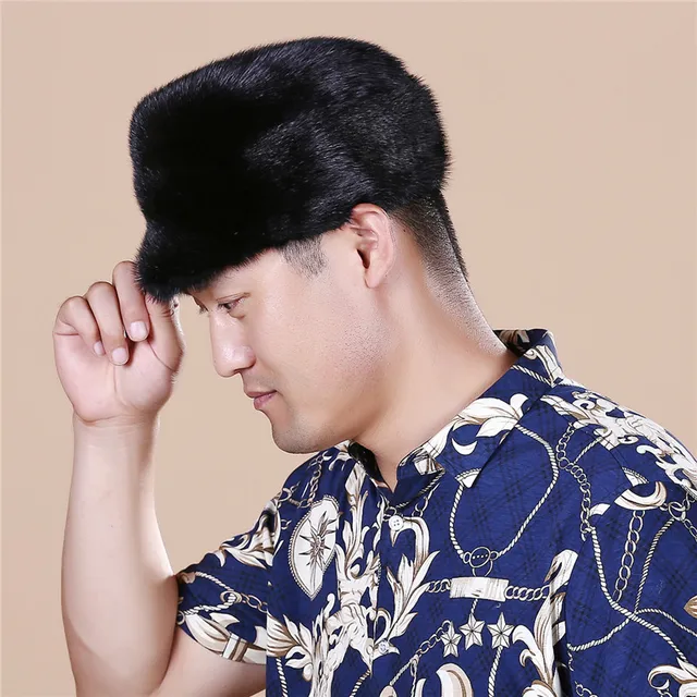 Cheap Fashion The new autumn and winter mink fur hat leather hat male winter outdoor warm cap whole skin mink#SD14