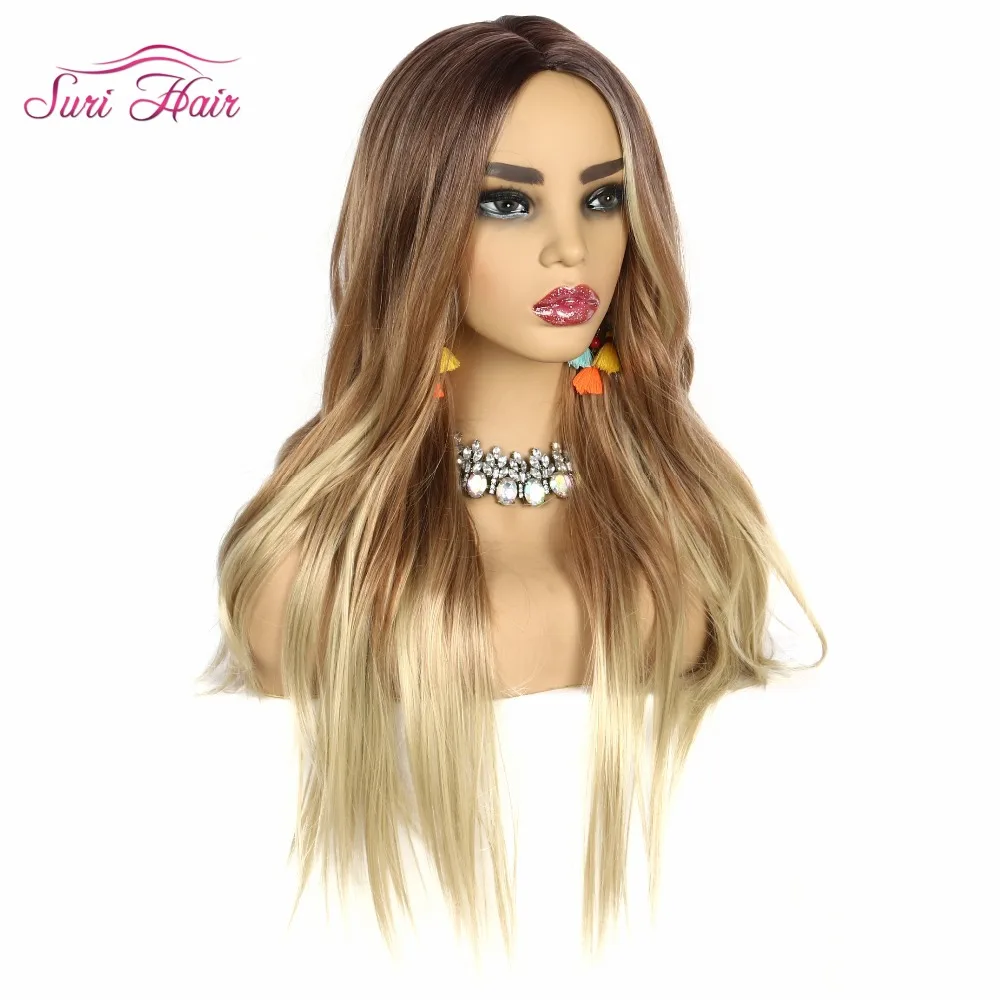 

Suri Hair Synthetic Wig Ombre blonde wig cosplay long straight hair No bangs Heat Resistant for Women African American 28 inches