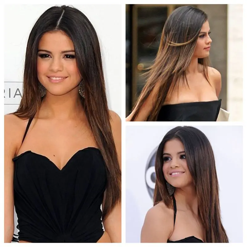

Keily Jenner Hairstyle Long Silk Straight Ombre Brown Two Tone Synthetic Hair Wig Straight  Natural Wig Ombre Lace Front Wig