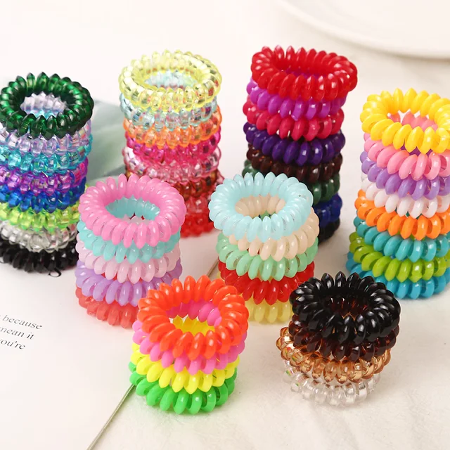 10PCS/lot 2cm Small Telephone Line Hair Ropes Girls Colorful Elastic Hair Bands Kid Ponytail Holder Tie Gum Hair Accessories