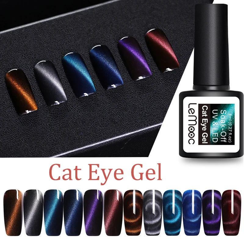 

LEMOOC 8ml 3D Wide Cat Eye Gel Nail Polish Magnetic Soak Off UV Gel Varnish Nail Art Manicure DIY Design Nail Art Lacquer