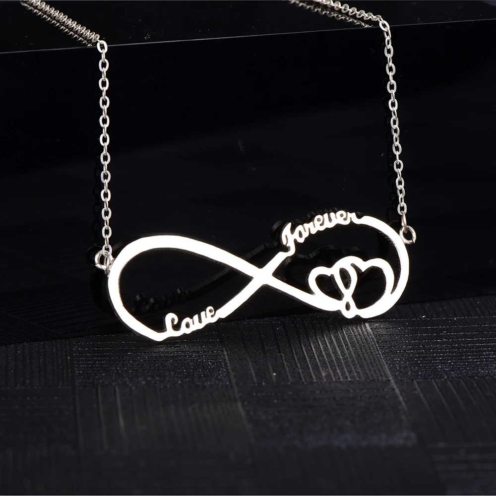 

RainMarch Personalized Infinity Name Necklace 925 Silver Choker Namenecklace Customized Two Heart Valentine's Day Gift Women Jewelry