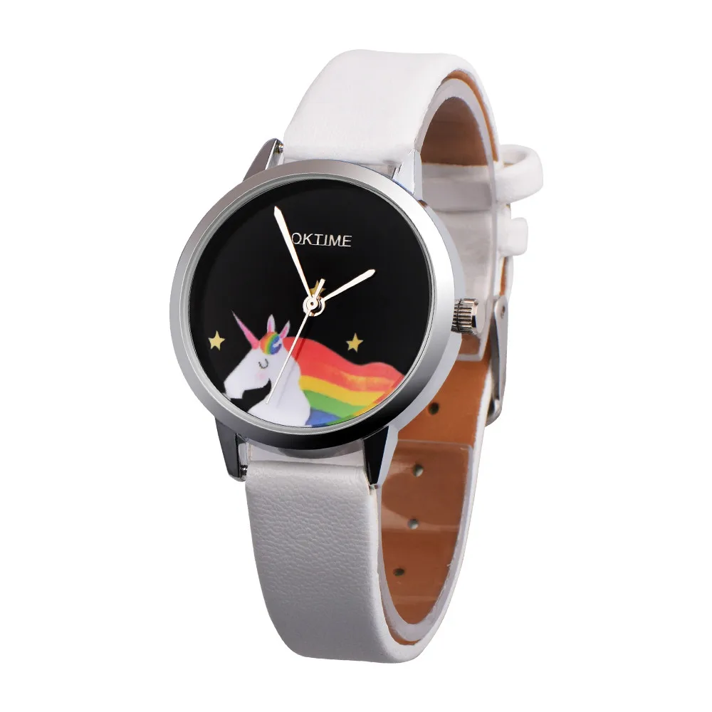 

OKTIME Women's watches Fashion Casual Cute Girls Leather Band Analog Alloy Quartz Wrist whatch A20
