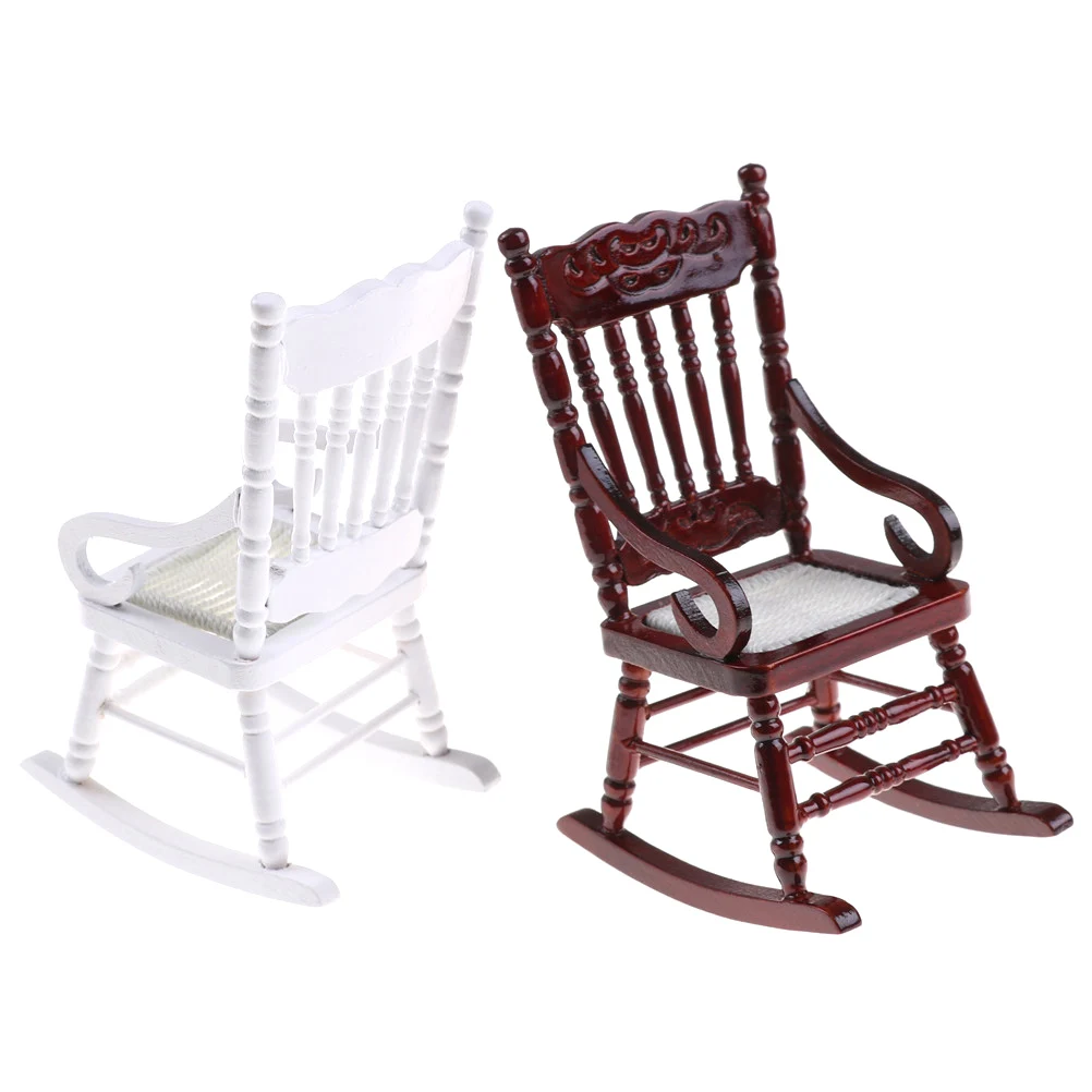 1 шт., 1:12, деревянное кресло-качалка, пеньковая веревка, миниатюрная мебель для кукольного домика, аксессуары для кукольного дома, декоративные игрушки, 2 цвета