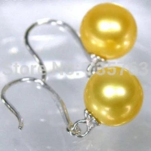 Xiuli 00270 8.5 мм AAA+ идеально круглый akoya золотисто-желтый жемчужина болтаются серьги 925