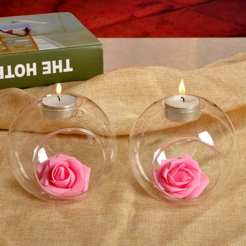 Crystal Glass Candle Holder Candlestick Romantic Wedding Dinner Home Decor