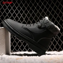 Зимние Мужские ботинки Для мужчин Повседневное модные зимние мужские полусапоги Для мужчин кожа сохранить теплые плюшевые сапоги для Мужская обувь Chaussure 39-44