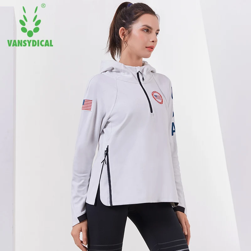 Vansydical спортивная куртка для бега на осень и зиму Женская ветрозащитная молнии с