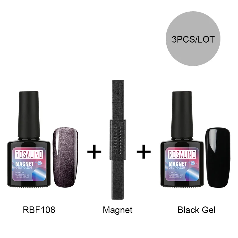 ROSALIND кошачьи глаза гель лак для ногтей Vernis полуперманентные гибридные Лаки с кошачьим глазом волшебное верхнее покрытие Декоративный Лак для ногтей - Цвет: RB-3KITS-08