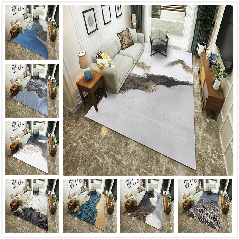 Nordic Style Ink Drawing Carpet for Living Room Abstract Coffee Table Hallway Bedroom Mat Non-slip Floor Kitchen Runner Rug Soft