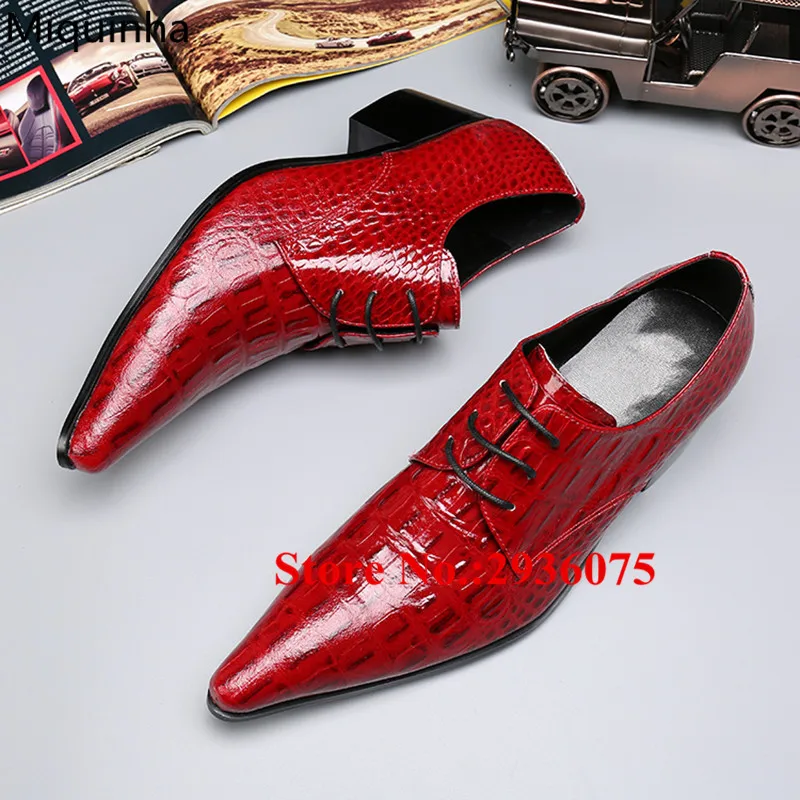 

Embossed Python Leather Oxfords Mixed Color Men Dress Shoes Pointed Toe Low-Top Lace Up Chaussure Homme Party Wedding Mens Shoes