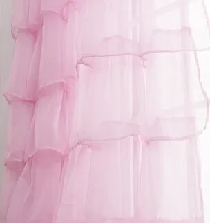 Новая горячая рябь стержень карман органза окно шторы для гостиной(одна панель - Цвет: Розовый
