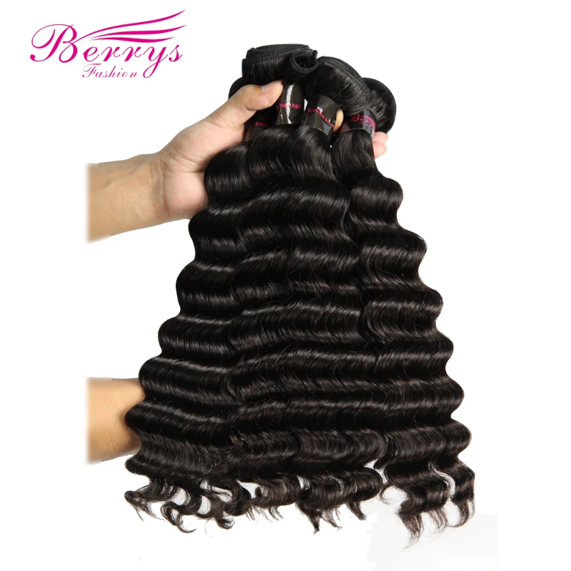 Berrys Fashion Brazilian Virgin Hair Deep Wave 4 Pcs/Lot 100% Unprocessed Human Hair Extensions Natural Color 10-28 Inch Weave