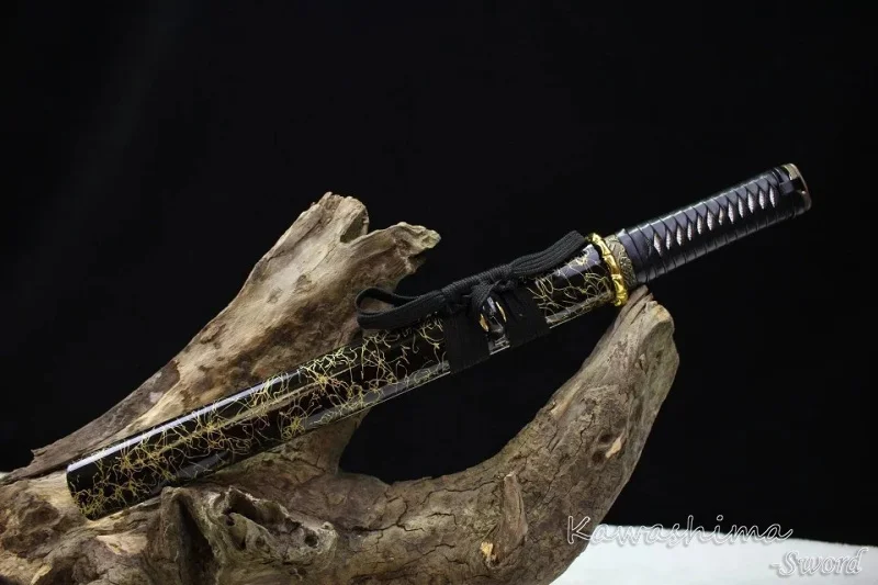 Японский Nihonto Shoto Wakizashi ручной работы 1060 Высокоуглеродистая сталь бамбуковый