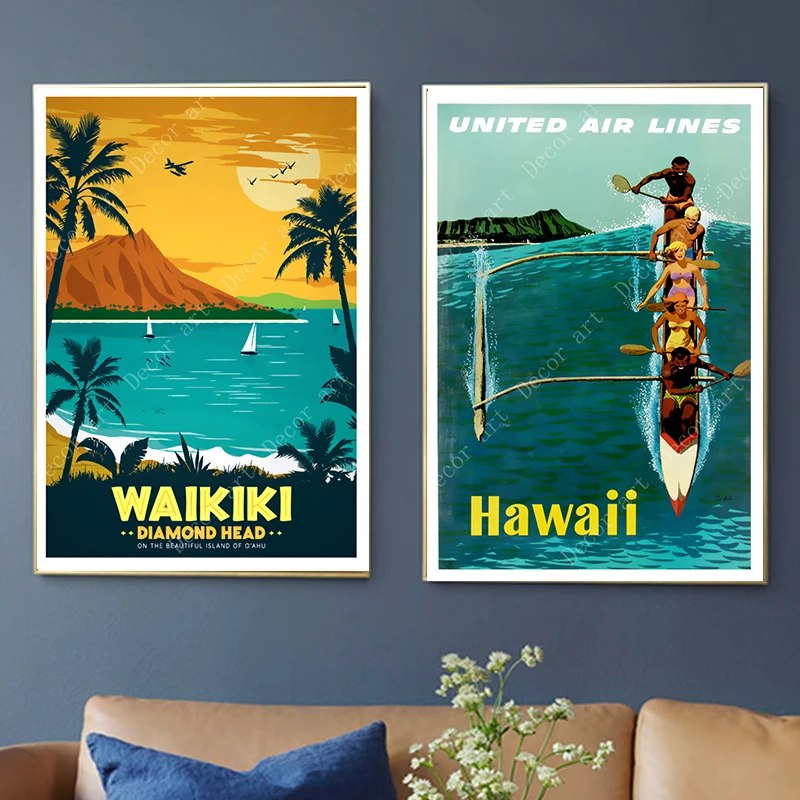 Серфинг в Полинезии Таити летний праздник холст живопись винтажные картины крафт-плакаты с покрытием наклейки на стену домашний Декор подарок