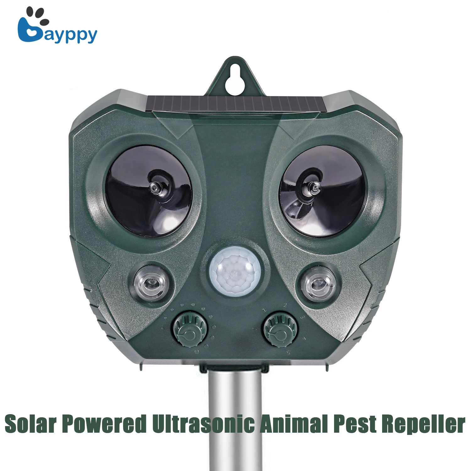 

2018 New Solar Powered Ultrasonic Animal Pest Repeller Motion Activated Outdoor Waterproof Repellent for Dogs Cats Birds Rats