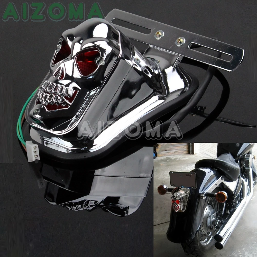 Motorcycle Jack Punk Funny Taillight Lamp License Plate Mount For Harley Chopper 