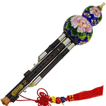 

Chinese Traditional Instrument Hulusi With Cloisonne Gourd Cucurbit Flute Bamboo Pipes Musical Instruments Key of C Bb Tone F07