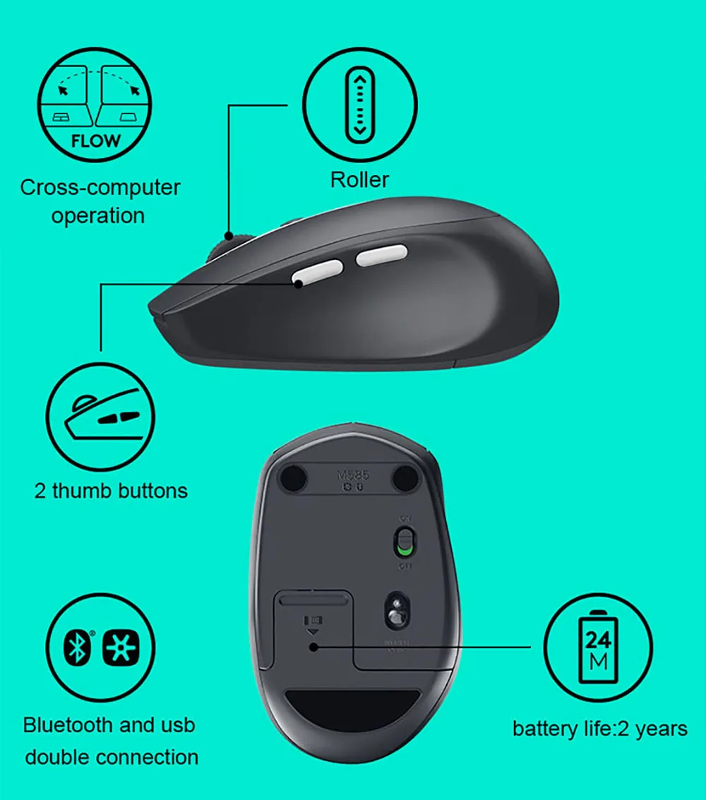 Logitech серый M590 Бесшумная беспроводная bluetooth мышь двойной режим Nano приемник без упаковки для розничной продажи