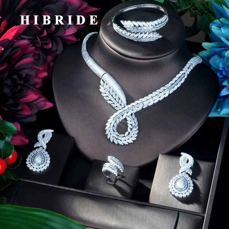 HIBRIDE уникальный дизайн 4 шт. кулон в форме листа роскошный женский комплект