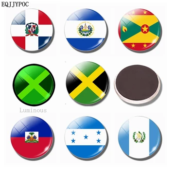 

Flag Fridge Magnets Glass 30MM Luminous Refrigerator Magnet Dominica El Salvador Grenada Jamaica Haiti Honduras Guatemala