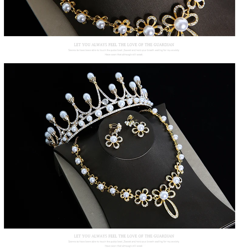 HapiBuy Bridal Wedding Jewelry Set Necklace Earrings Rhinestone Tiaras Crown (3)