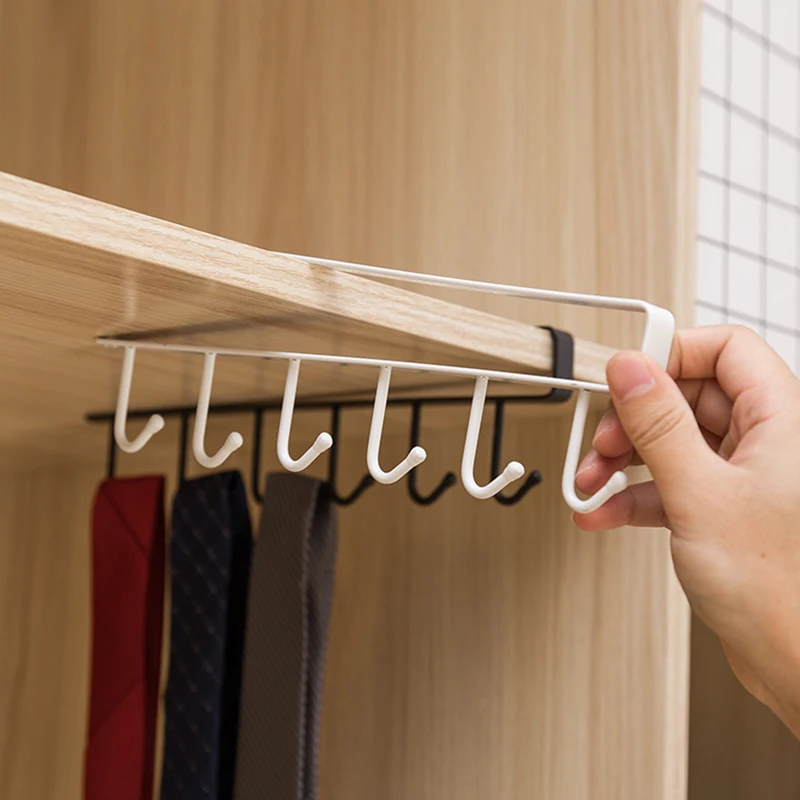 Useful Kitchen Cupboard Storage Rack Cupboard Shelf Hanging Hook Organizer Closet Clothes Glass Mug Shelf Hanger Wardrobe Holder