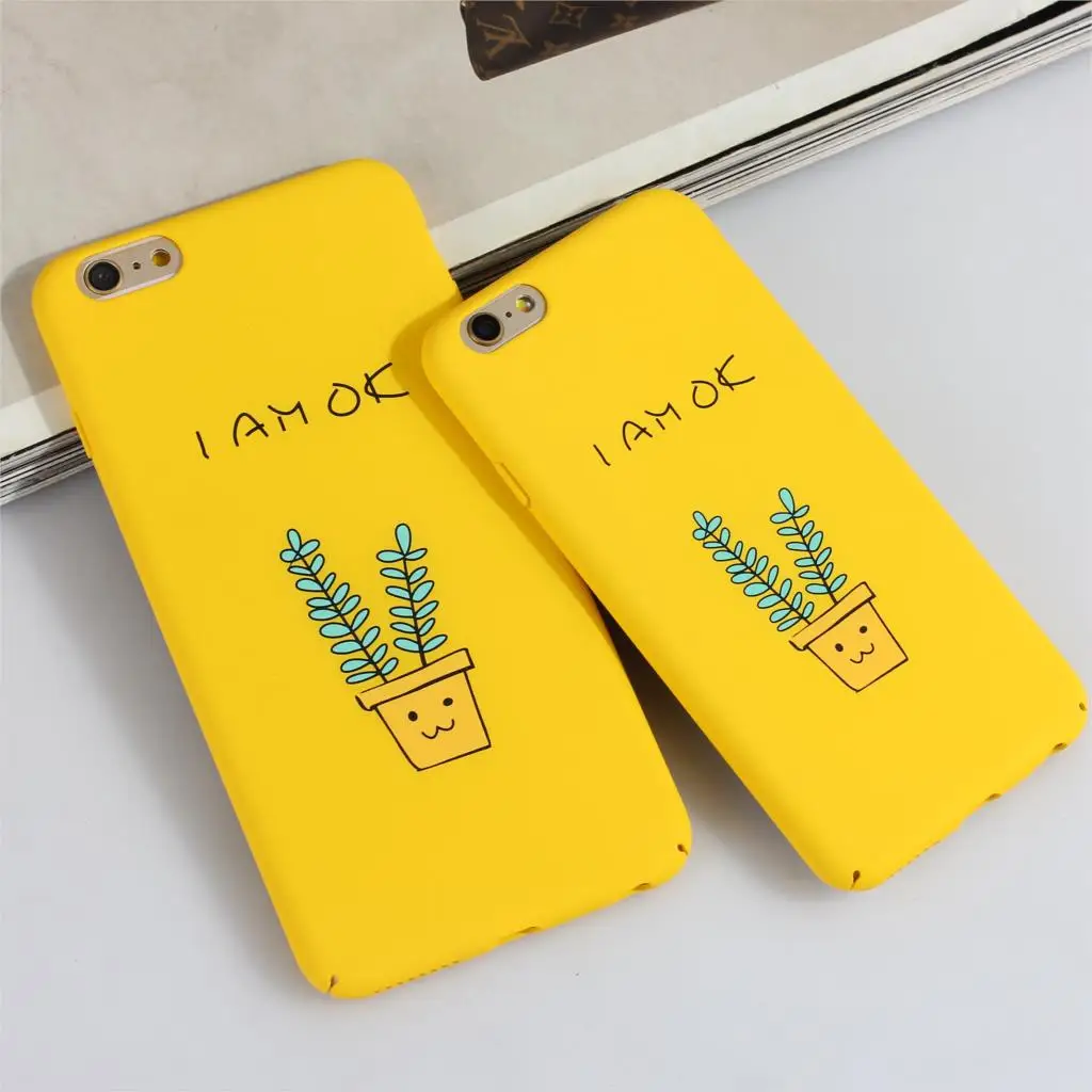 

New Coque Funda Phone Case For iPhone 6 6s 7 8 X Plus Case Hard PC Cover XS MAX XR 7Plus 8Plus smooth cute Potted Cases