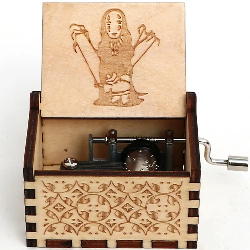 

Antique Wood Carved Music Box Spirited Away Theme Hand-cranked Musical Box Childen Gift Girl Gift Birthday Gift Christmas Gift