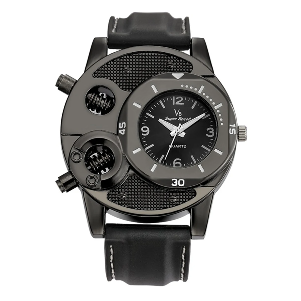 Men's Luxury Big Dial Sports Military Leather Band Analog Quartz Watch